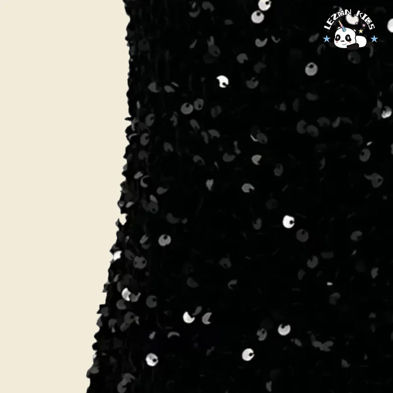 Custom Kids Girls Fashion Clothes Black Sequins Dress Girls Sling Dress - Product Image