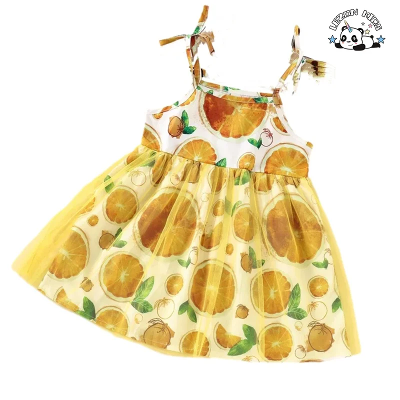 Vestido de alça personalizado para meninas no verão ODM Crianças 2-14 anos estilo ocidental mangas curtas vestido de tule para meninas - Product Image
