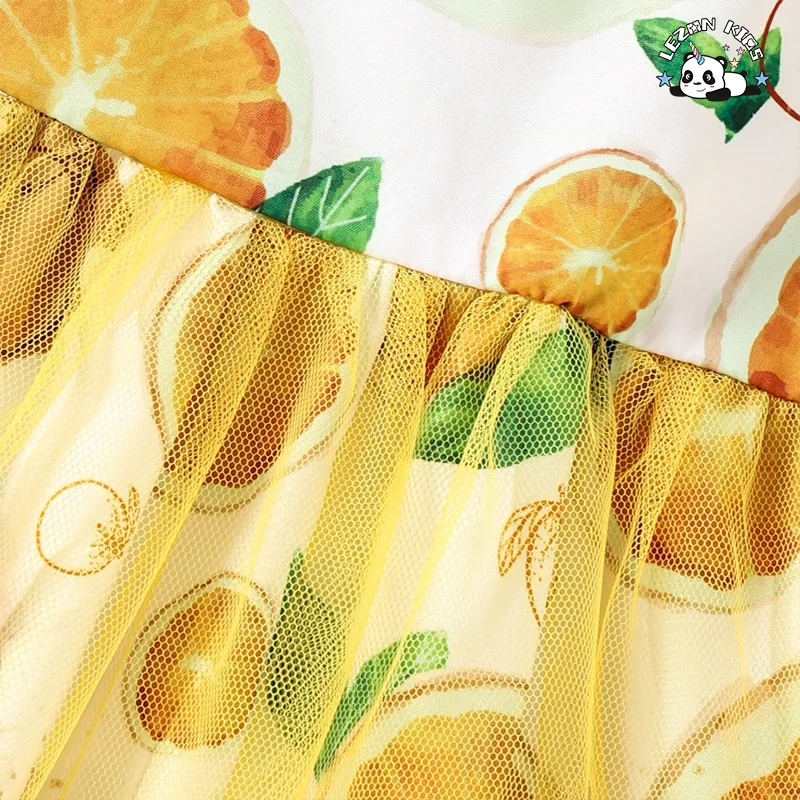 Vestido de alça personalizado para meninas no verão ODM Crianças 2-14 anos estilo ocidental mangas curtas vestido de tule para meninas - Product Image