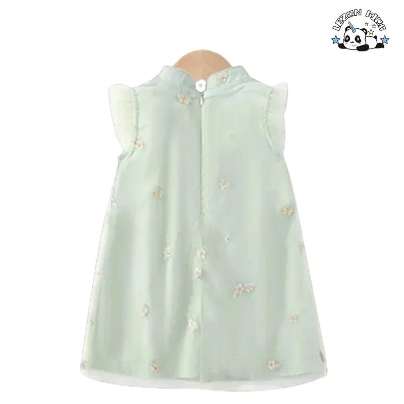 Custom Summer Tulle Cheongsam Casual Dresses for Kids Girls - Product Image