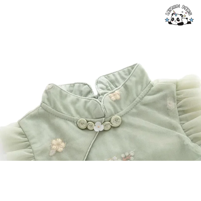 Custom Summer Tulle Cheongsam Casual Dresses for Kids Girls - Product Image