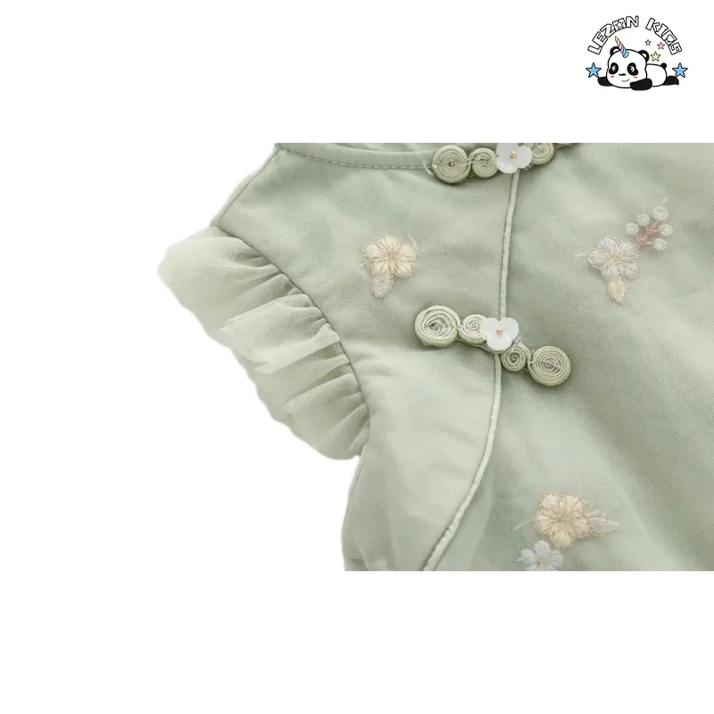 Custom Summer Tulle Cheongsam Casual Dresses for Kids Girls - Product Image