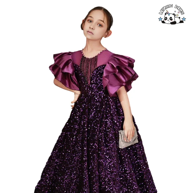 Vestido de festa formal de luxo personalizado para meninas, vestido de noite