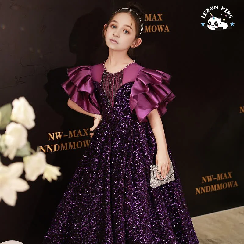 Vestido de festa formal de luxo personalizado para meninas, vestido de noite - Product Image