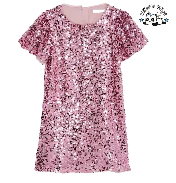 Customizable Big Coupons Sequin Princess Dress Girls Party Events Elegant Kids Frock Girls Dress