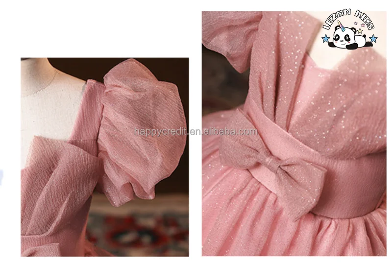Vestido de Princesa Personalizável para Meninas com Manga Bufante de Organza e Tule para Festa com Flores de Verão - Product Image