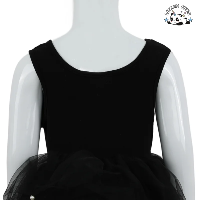 Customizable Children Summer Sleeveless Cotton Mesh Layered Dress Girls Casual Long School Party Dress - Product Image
