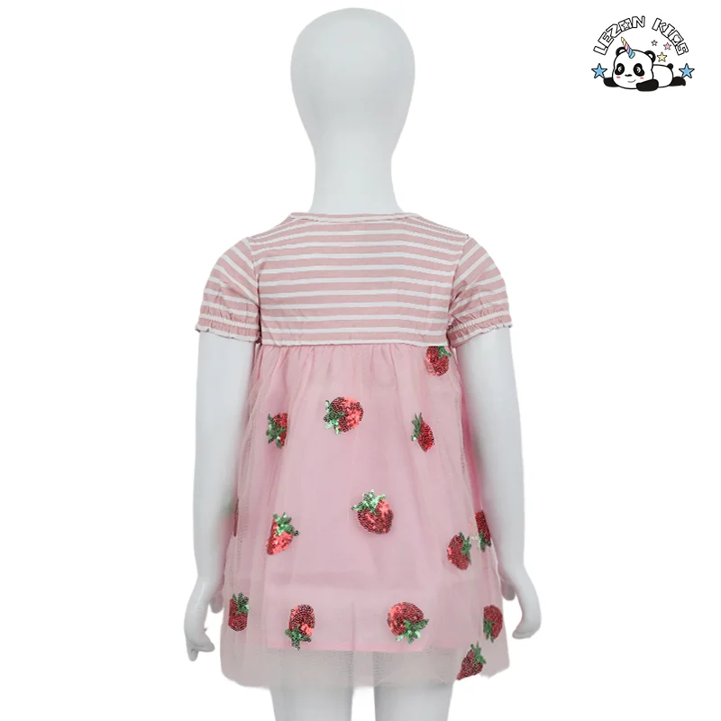 Customizable Cute Casual Sequined Striped Tutu Dresses for Girls Kids 2-14 Years Old in Summer - Product Image
