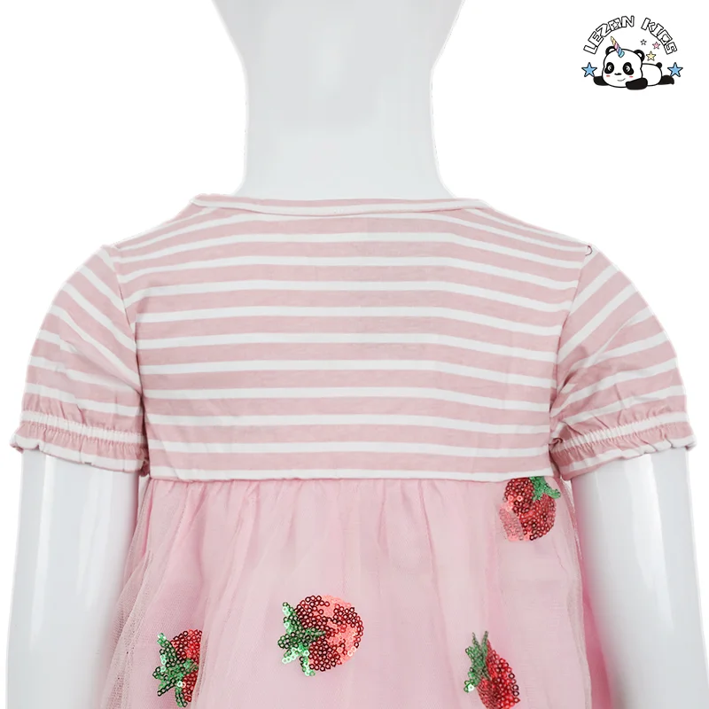 Customizable Cute Casual Sequined Striped Tutu Dresses for Girls Kids 2-14 Years Old in Summer - Product Image