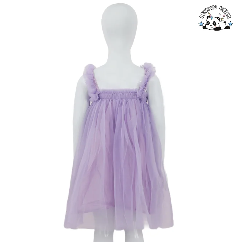 Customizable Cute Girl Clothing Kids Summer Sling Strapped Dress With Bow Girls Dress for Summer - Product Image