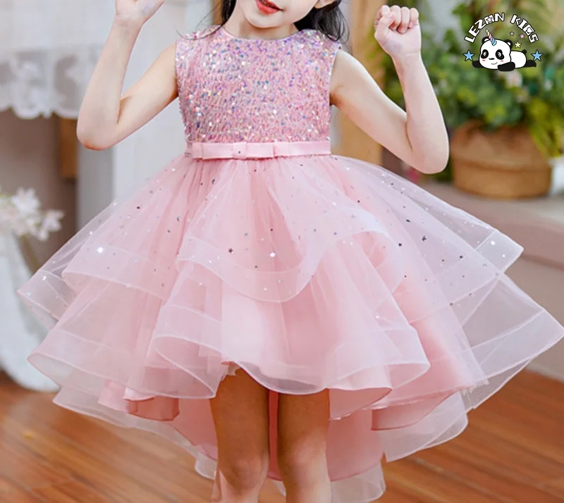 Customizable Designs Kids Girls Dresses Sequin Princess Puff Party Dresses for Girls - Product Image