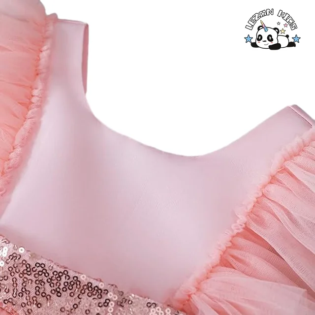Customizable Factory Direct Sell Kids Sequins Bow Knot Butterfly Tutu Dress for Girl Wedding Birthday Party - Product Image