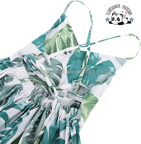 Customizable Floral Strap Summer Casual Cotton Party Beach Sundress for Girls - Product Image
