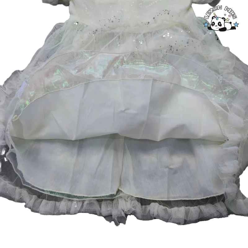 Customizable Girls Princess Dress Parties Corduroy Sequins Floral Pattern Western Mini Maxi Sleeveless Lace Ruffles Dress - Product Image