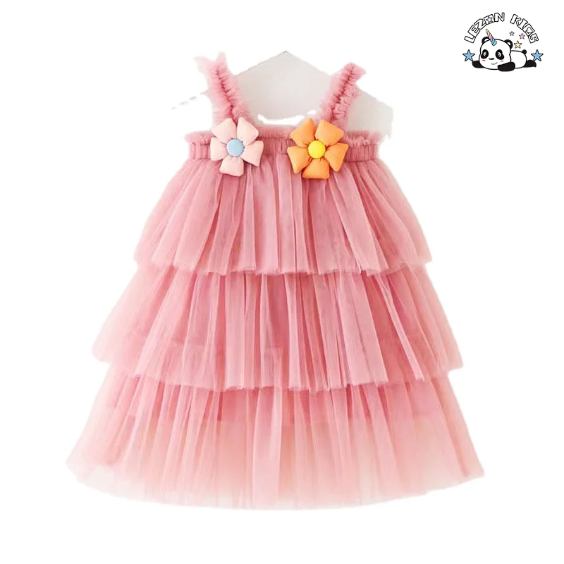 Vestido Tule Tutu sem Manga Personalizável para Meninas Crianças Vestido Tule Fofo para Crianças