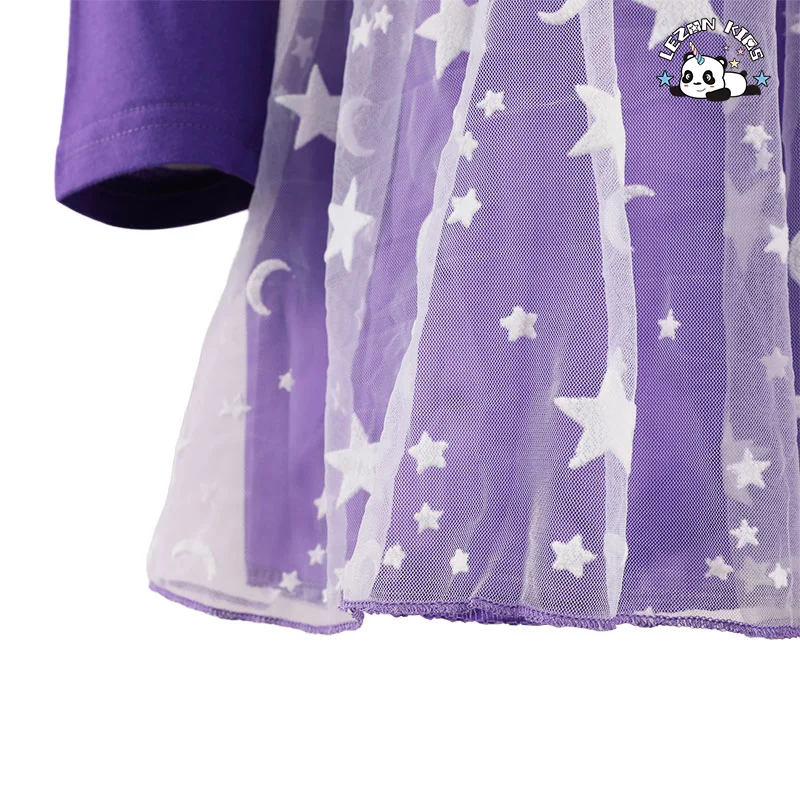 Vestido de festa para menina personalizável de alta qualidade com impressão de lantejoulas e manga longa de tule - Product Image