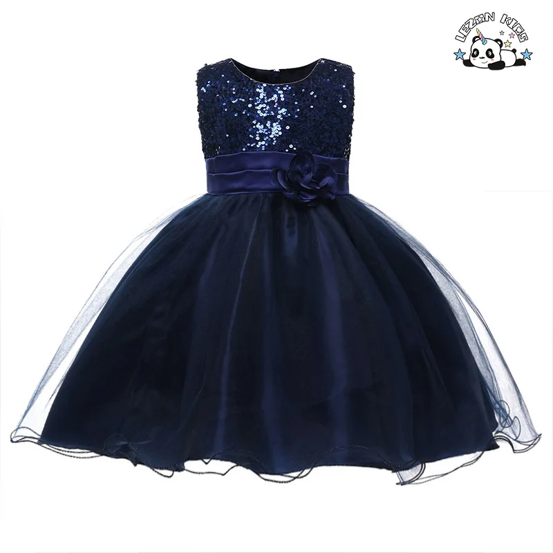 Customizable High Quality Kids Sequins Princess Sleeveless Flower Ball Gown Tulle Dress for 2-14T Kids - Product Image