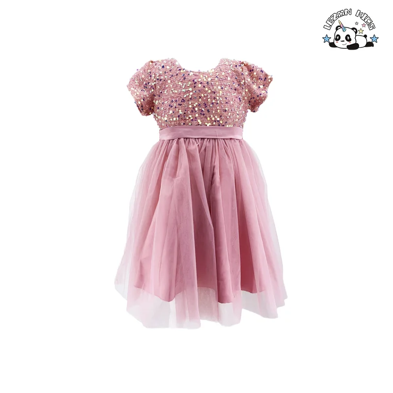 Vestido de Baile de Verão de Alta Qualidade Personalizável para Meninas com Lantejoulas para Festa de 2 a 14 Anos