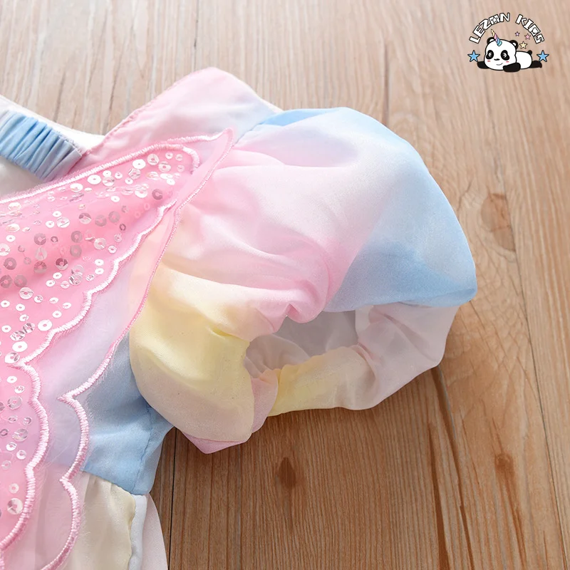 Vestidos de chiffon personalizáveis para meninas quentes, vestidos de princesa com lantejoulas de borboleta para festa - Product Image