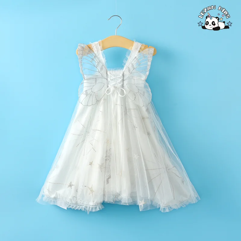 Customizable Hot Selling Girls Summer Sleeveless Butterfly Wings Princess Kids Fairy Tutu Dress - Product Image