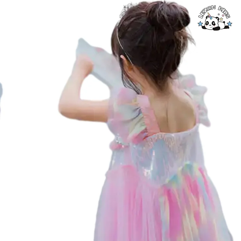 Roupas infantis personalizáveis Brilho Rosa Sequim Ombre Tutu Vestido 2-14 Anos Princesa Meninas Vestido de Festa - Product Image