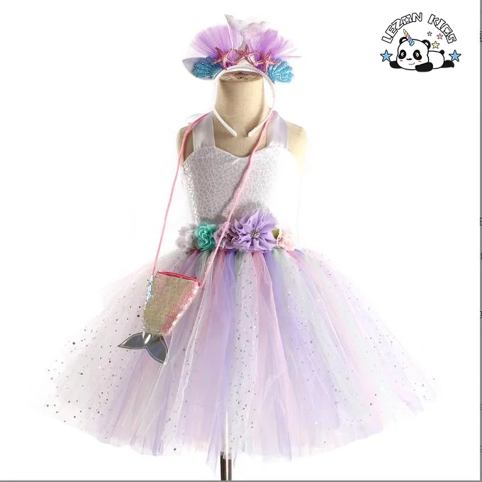 Vestidos Personalizados de Última Geração para Meninas de 2 a 14 Anos, Roupas de Aniversário, Sereia, Crianças, Flor, Tule, Vestidos de Festa para Meninas - Product Image
