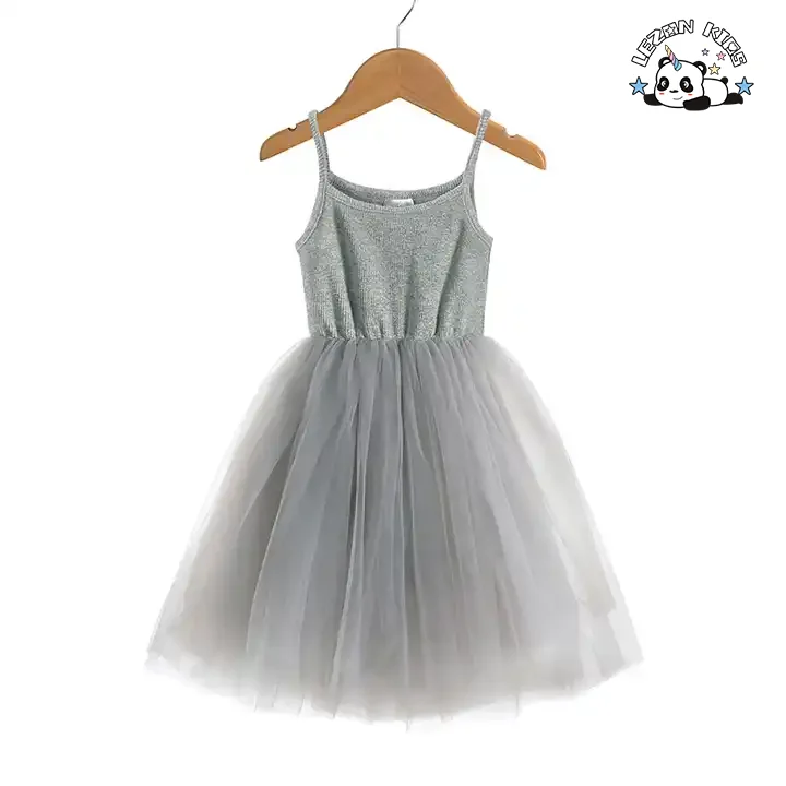 Customizable Long Sleeve Tulle Sleeveless Princess Print Dress Girls Casual Summer Wedding Party ODM Flower Bow Decoration Dress - Product Image