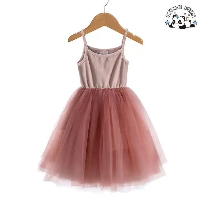 Customizable Long Sleeve Tulle Sleeveless Princess Print Dress Girls Casual Summer Wedding Party ODM Flower Bow Decoration Dress - Product Image