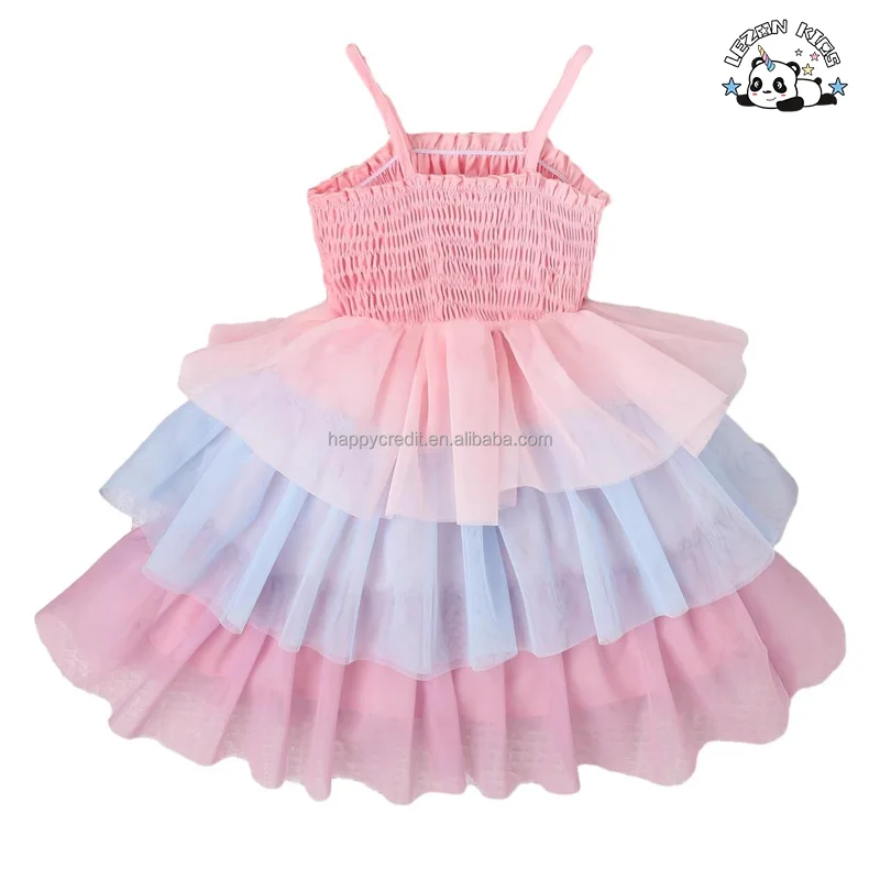 Customizable New Arrival Suspender Cake Party Layered Princess Tutu Girls Tulle Dress Girl for Summer