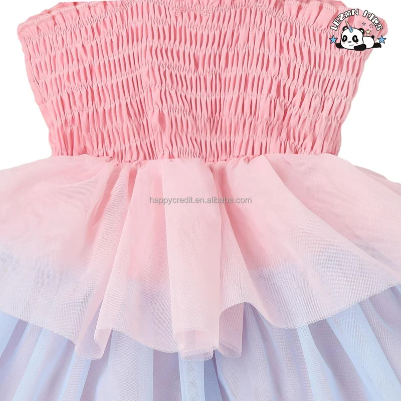 Customizable New Arrival Suspender Cake Party Layered Princess Tutu Girls Tulle Dress Girl for Summer - Product Image