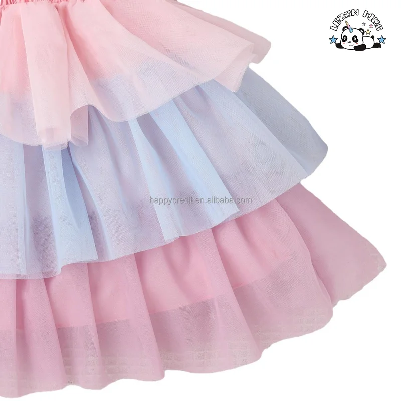 Customizable New Arrival Suspender Cake Party Layered Princess Tutu Girls Tulle Dress Girl for Summer - Product Image