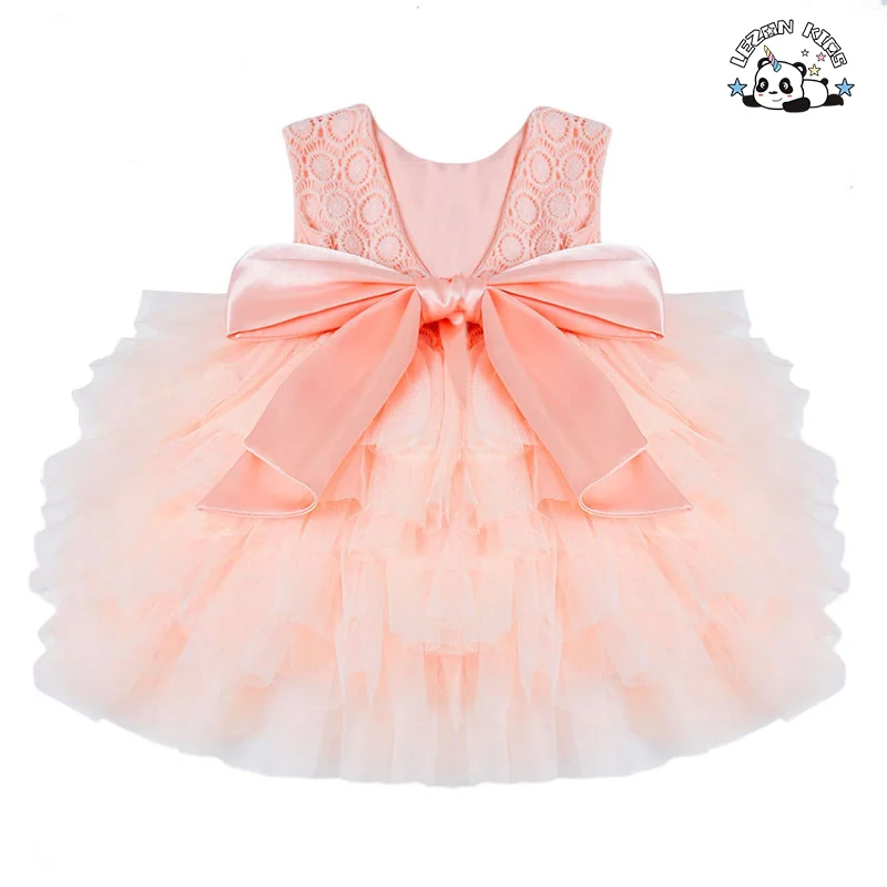 Customizable New Fashion Mesh Lace Belt Sleeveless Girls Summer Dress Kids Princess Dress Party Dresses - Product Image