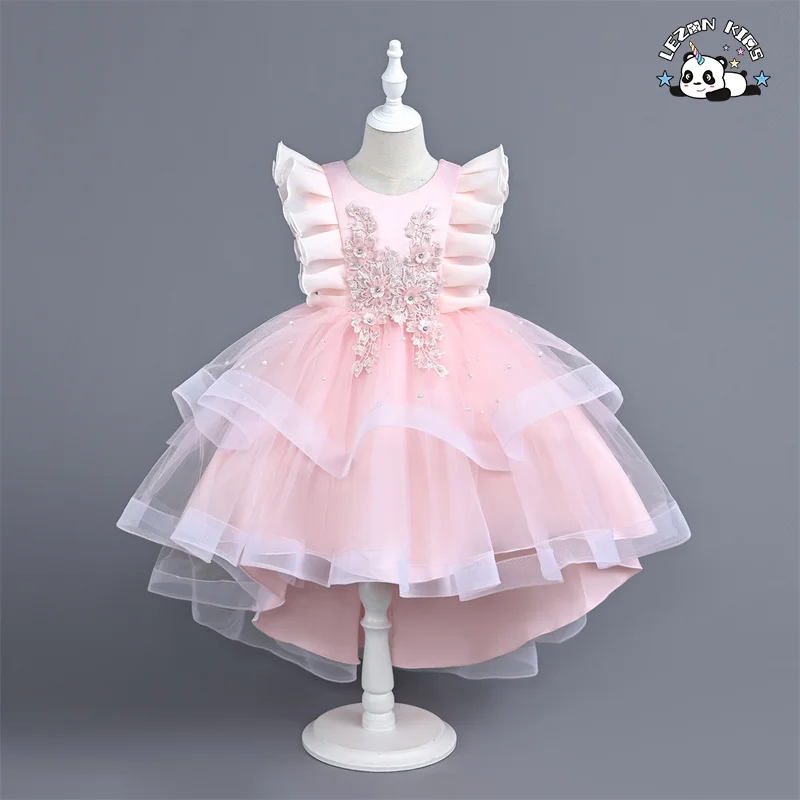Customizable New High-end Sleeveless Flower Decoration Party Children's Clothing Girls Dress - Product Image
