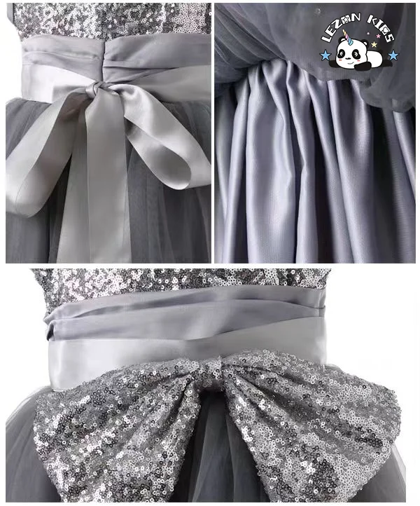 Vestidos Customizáveis para Meninas com Lantejoulas Brilhantes e Laço Grande Tutu para Crianças de 2 a 14 Anos - Product Image
