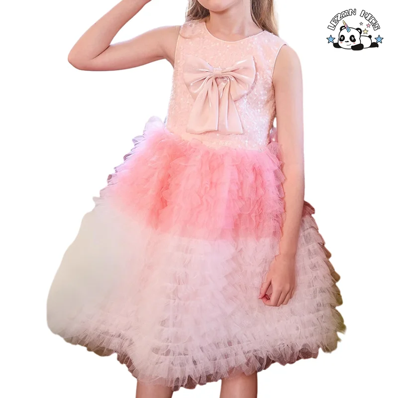 Customizable Princess Latest Design Sleeveless Sequin Dress Beautiful Flower Girls Dress - Product Image