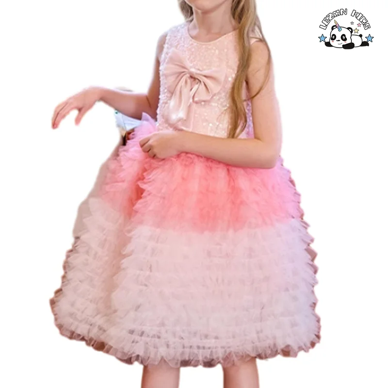 Customizable Princess Latest Design Sleeveless Sequin Dress Beautiful Flower Girls Dress - Product Image