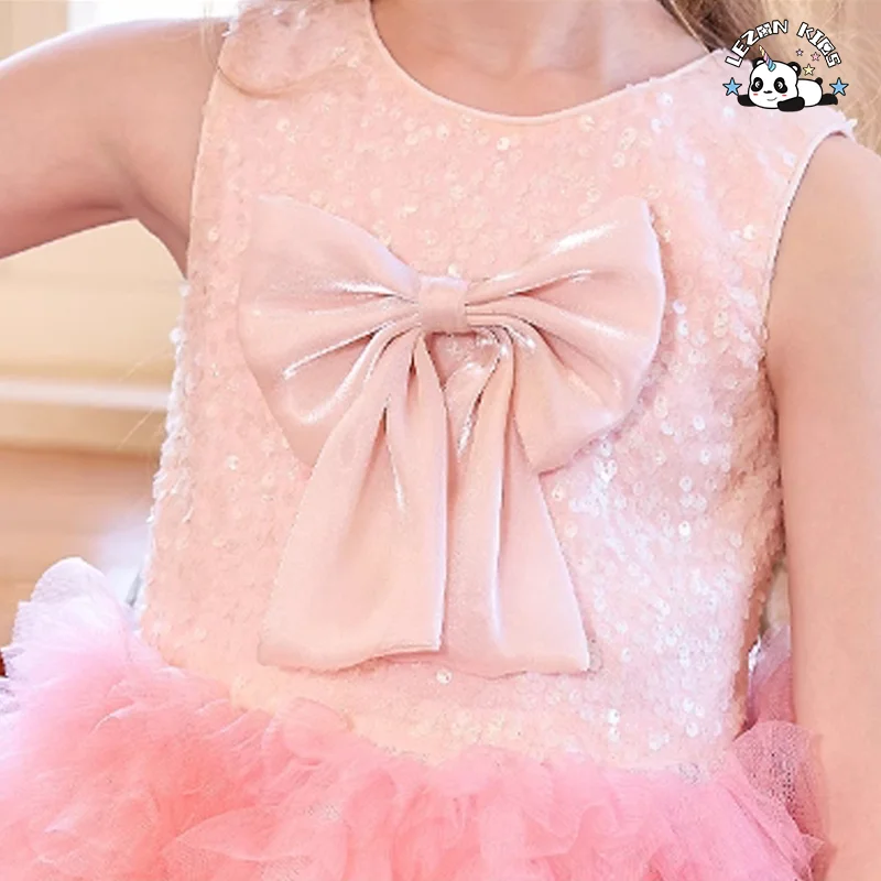 Customizable Princess Latest Design Sleeveless Sequin Dress Beautiful Flower Girls Dress - Product Image