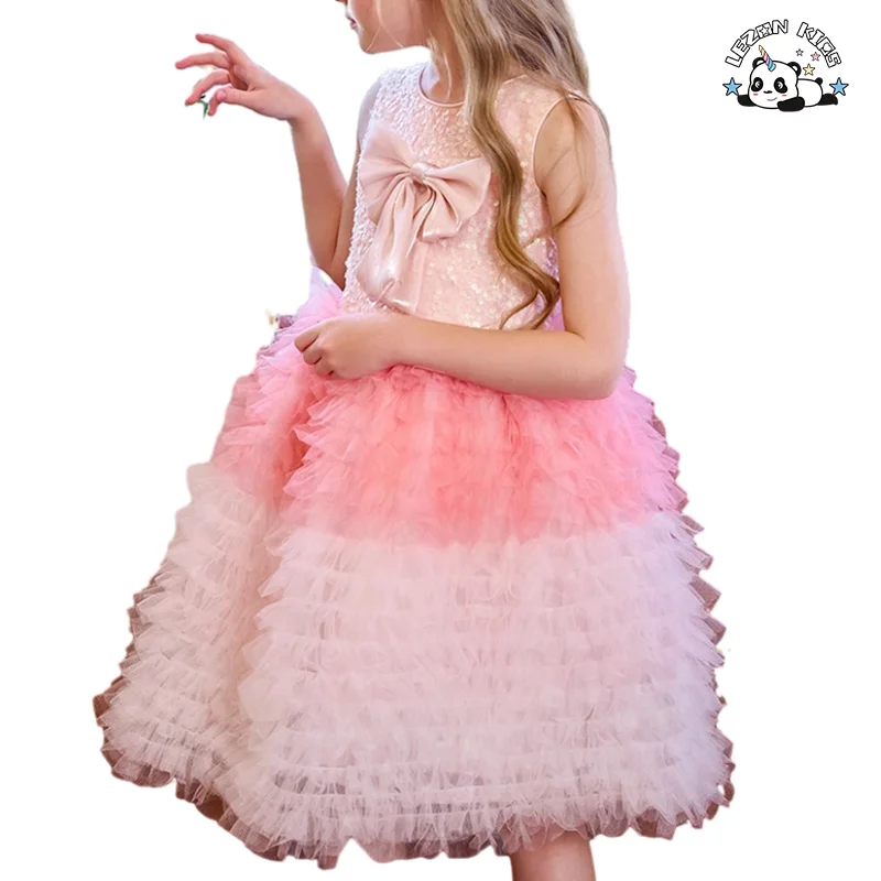 Customizable Princess Latest Design Sleeveless Sequin Dress Beautiful Flower Girls Dress - Product Image