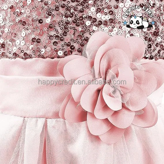 Customizable Sequin Flower Bridesmaid Ball Gown Wedding Tulle 2-14 Years Girls Party Dress - Product Image