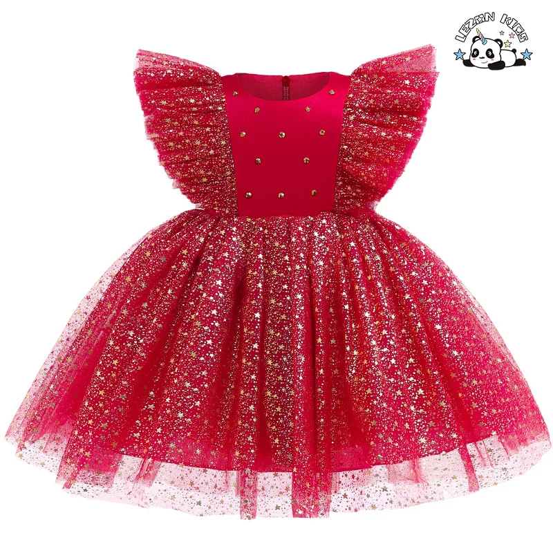 Customizable Sleeveless Gold Foil Printing Summer Girls Party Dress for 2-14T Years Old Kids Clothing - Product Image