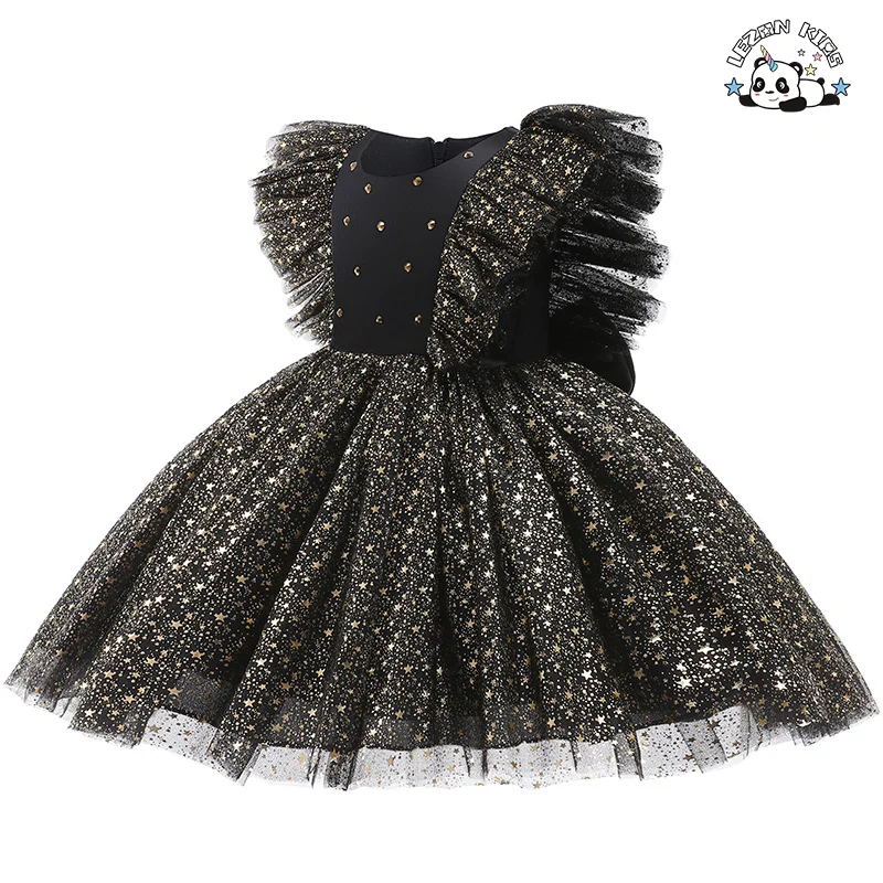 Customizable Sleeveless Gold Foil Printing Summer Girls Party Dress for 2-14T Years Old Kids Clothing - Product Image