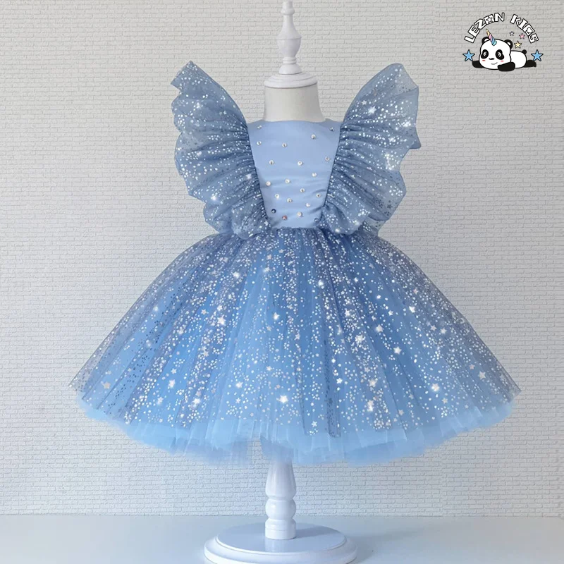 Customizable Sleeveless Gold Foil Printing Summer Girls Party Dress for 2-14T Years Old Kids Clothing - Product Image