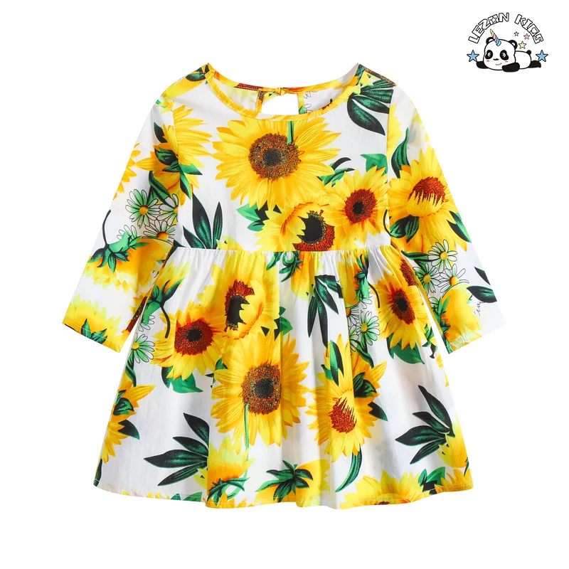 Customizable Spring Autumn Fashion Style Long Sleeve Cotton Dress Children's Printed Casual Girls Dress