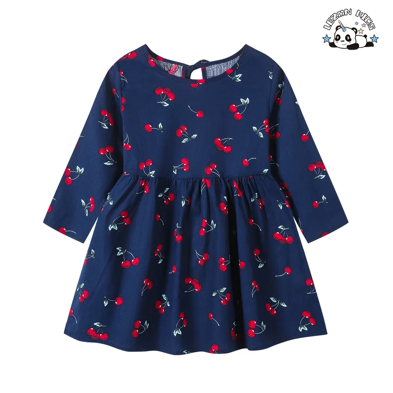 Customizable Spring Autumn Fashion Style Long Sleeve Cotton Dress Children's Printed Casual Girls Dress - Product Image