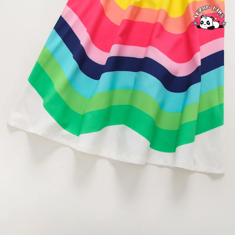 Customizable Summer Chiffon Sleeveless Strap Dress Girls Fashion Rainbow Print Princess Dress - Product Image