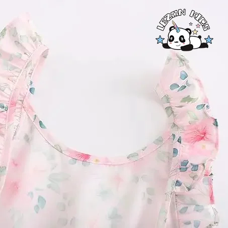 Customizable Summer Floral Sleeveless Cold Shoulder Elegent Party Sundress for Girls - Product Image