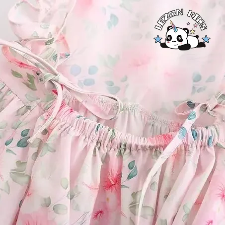 Customizable Summer Floral Sleeveless Cold Shoulder Elegent Party Sundress for Girls - Product Image