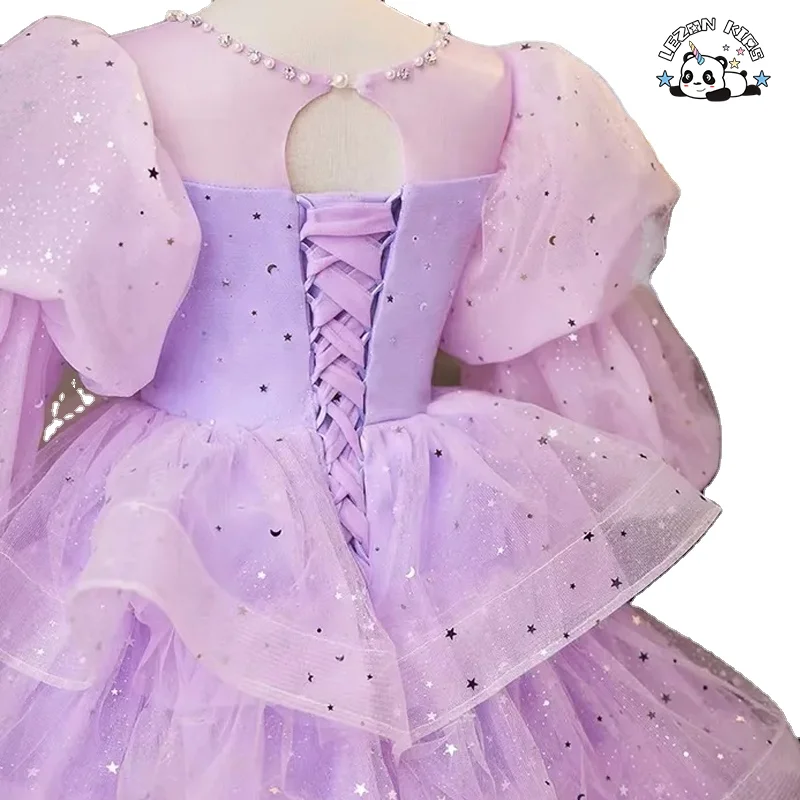 Customizable Wedding Sequin Fairy Frock Puffy Luxury Fancy Birthday Tulle Princess Ball Gown Flower Girls' Dresses for Kids - Product Image