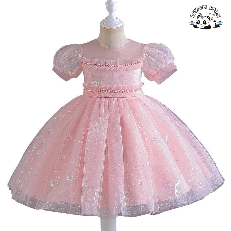 Customizable Wholesale Multi Colors Beaded Sequin Girls' Princess Party Dresses Gown Kid Clothing Dress