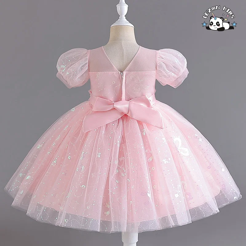 Customizable Wholesale Multi Colors Beaded Sequin Girls' Princess Party Dresses Gown Kid Clothing Dress - Product Image